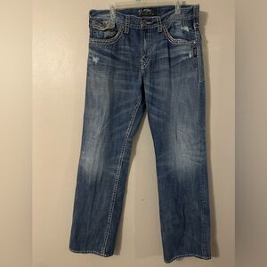 Silver Zac Flap Relaxed-Fit Straight Leg Jeans Men’s Size 36x36L